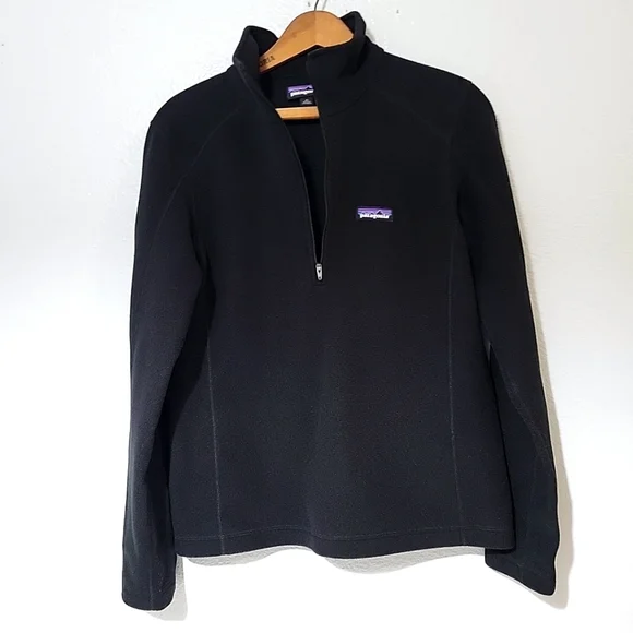 Patagonia Fleece Pullover Quarter Zip Black Women's Size Medium - Picture 10 of 10